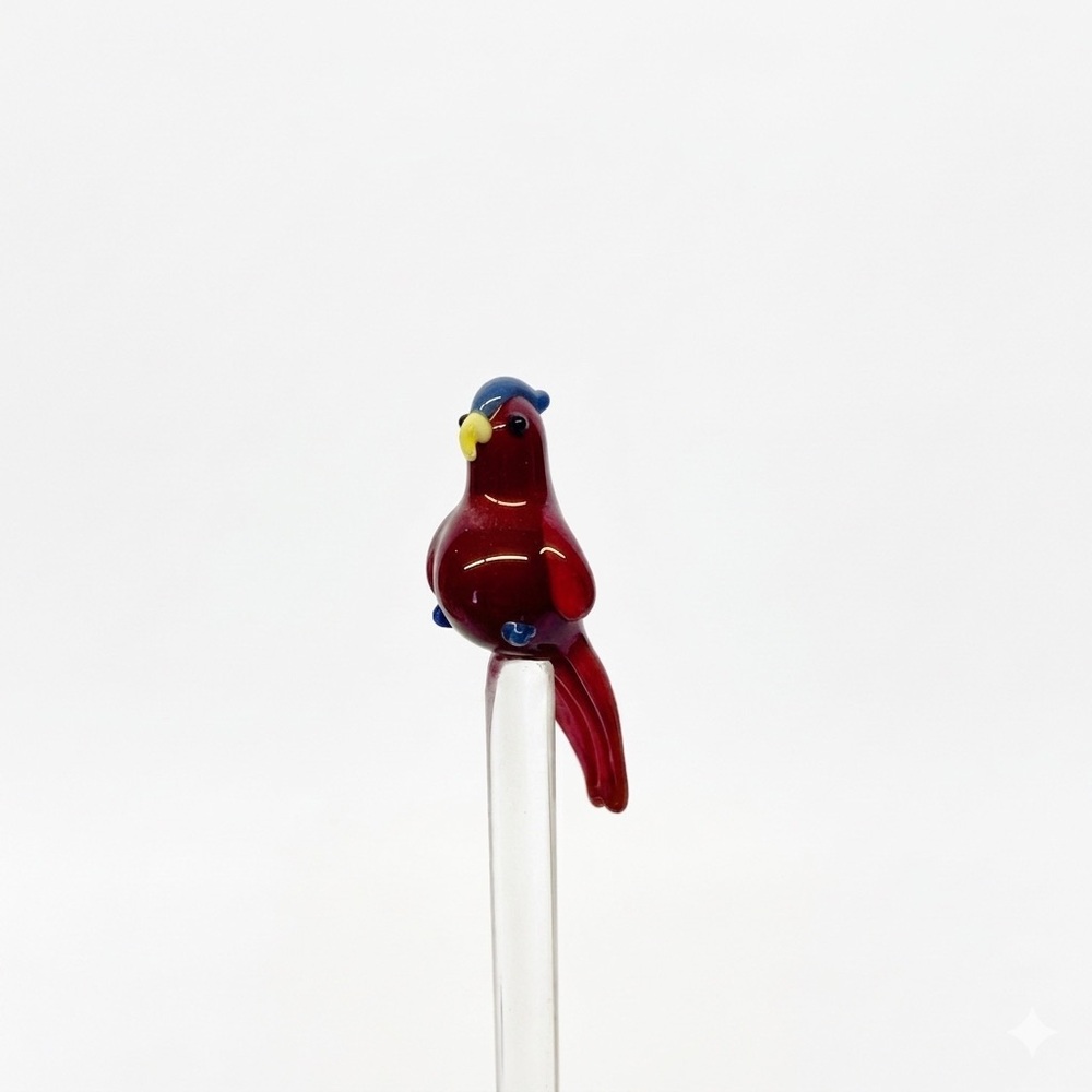 MCM VINTAGE Murano Glass Parrot Cocktail Stirrer Swizzle Stick Bird Whimsical